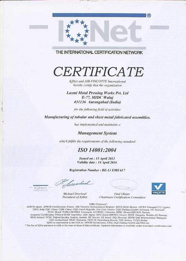 INTERNATIONAL CERTIFICATES NETWORK. OHSAS 14001:2004