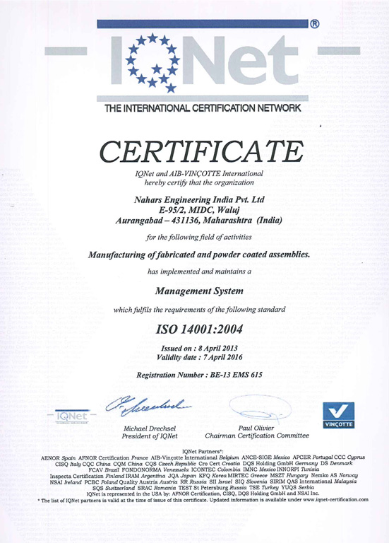 INTERNATIONAL CERTIFICATES NETWORK. ISO 14001-2004