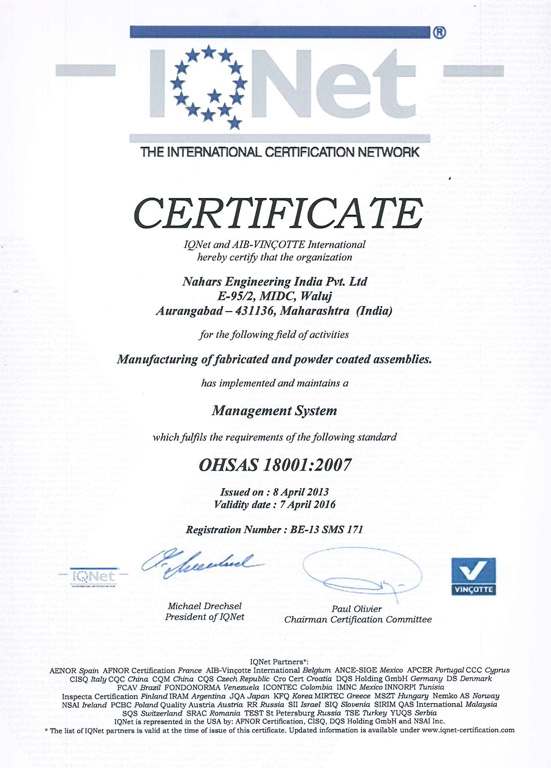 INTERNATIONAL CERTIFICATES NETWORK. OHSAS 18001:2007